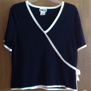 I.N.STUDIO WOMAN PLUS SIZE 1X SOLID/W TRIM SWEATER